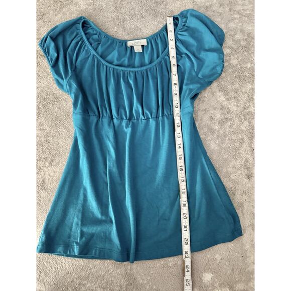 Y2K 90s Babydoll Milkmaid Top Teal Empire Waist Retro Loft Women’s Medium - Picture 5 of 7